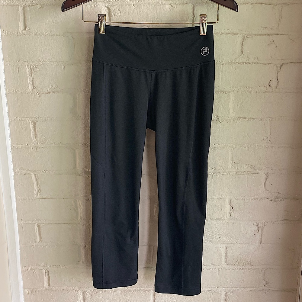 Fila Sport size XS black stretch running workout athletic leggings yoga